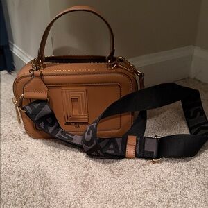 Karl Lagerfeld Brown Crossbody Bag with Black Strap